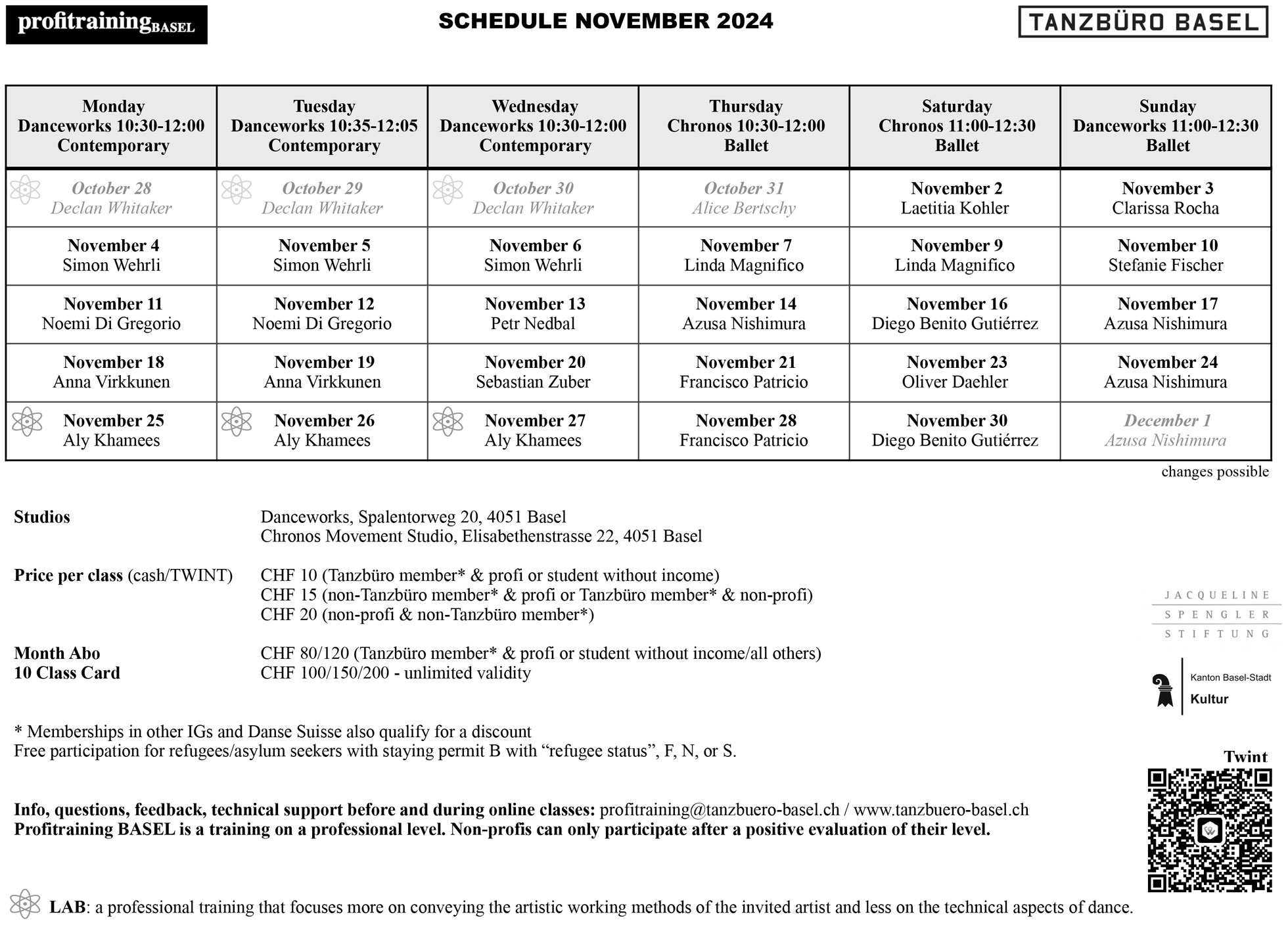 Profitraining Schedule